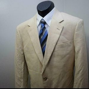 1383 Mens Jos A Bank 100% Silk Beige/Tan Blazer